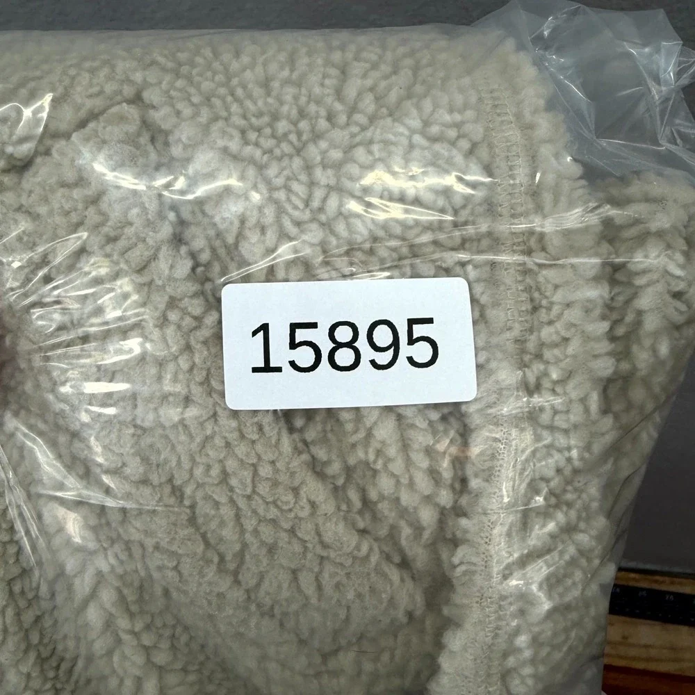 L.L. Bean Sherpa Fleece‎ Long Coat Boys Kids S4 Beige Outerwear Hooded Full Zip